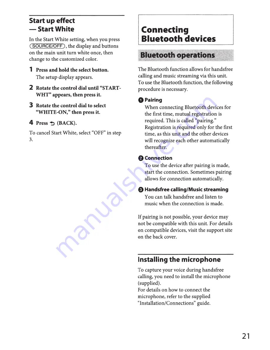 Sony MEX-BT4000P Operating Instructions Manual Download Page 21