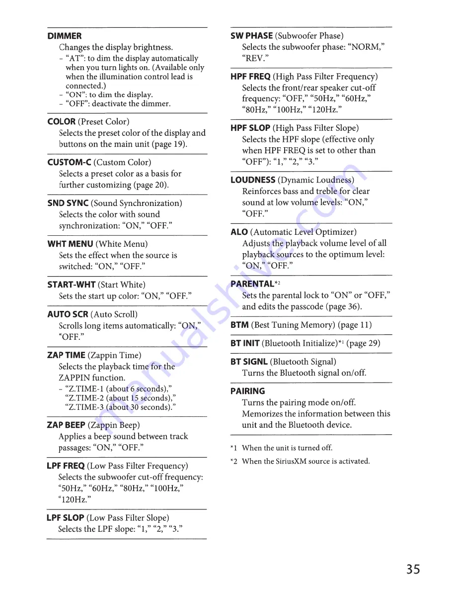 Sony MEX-BT4000P Operating Instructions Manual Download Page 35