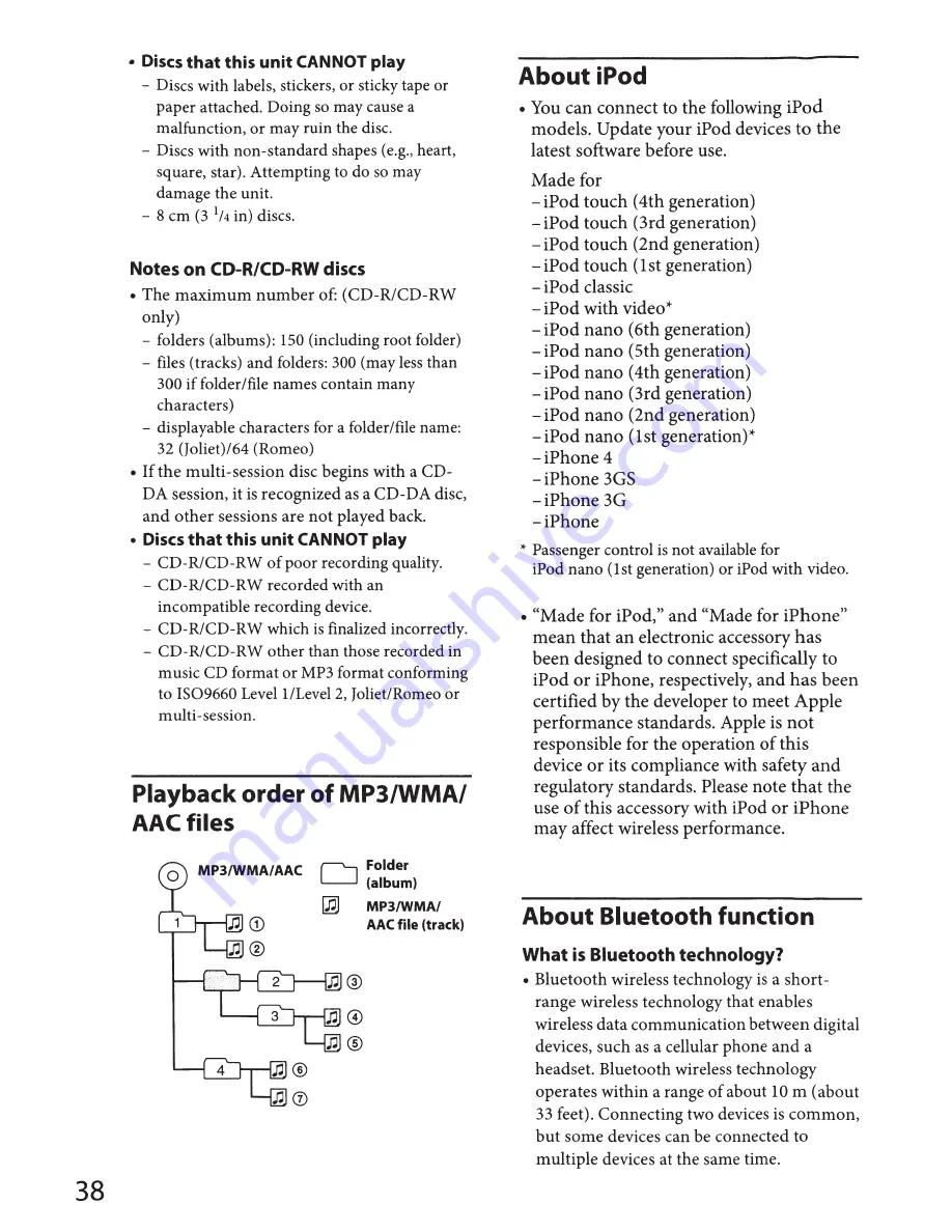 Sony MEX-BT4000P Operating Instructions Manual Download Page 38