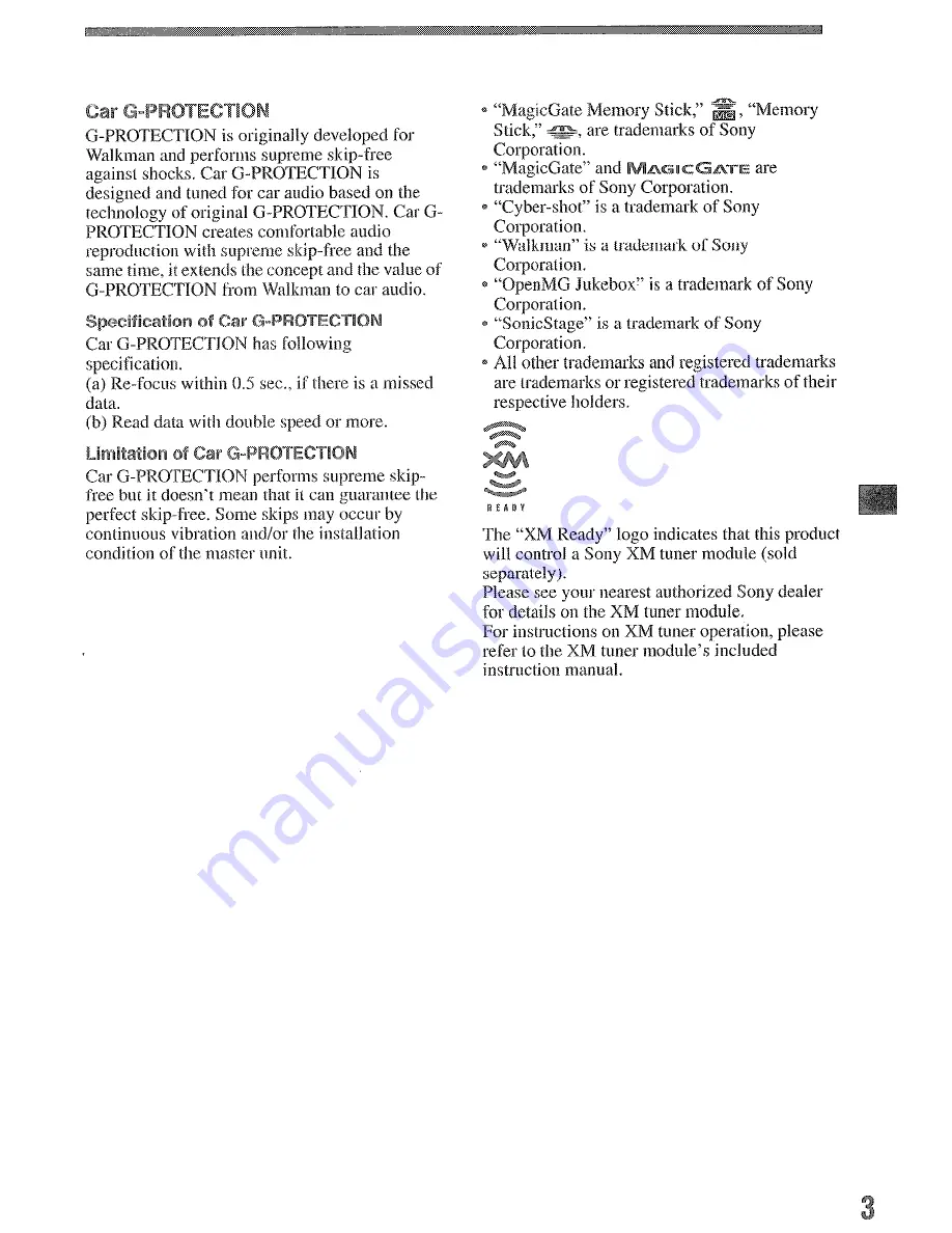 Sony MEX-SDI Operating Instructions Manual Download Page 3