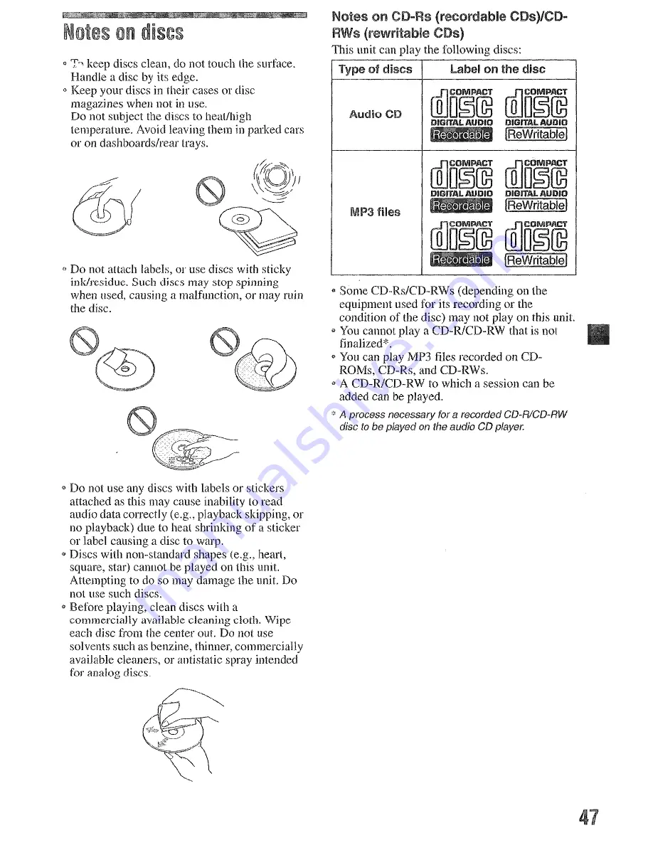 Sony MEX-SDI Operating Instructions Manual Download Page 47