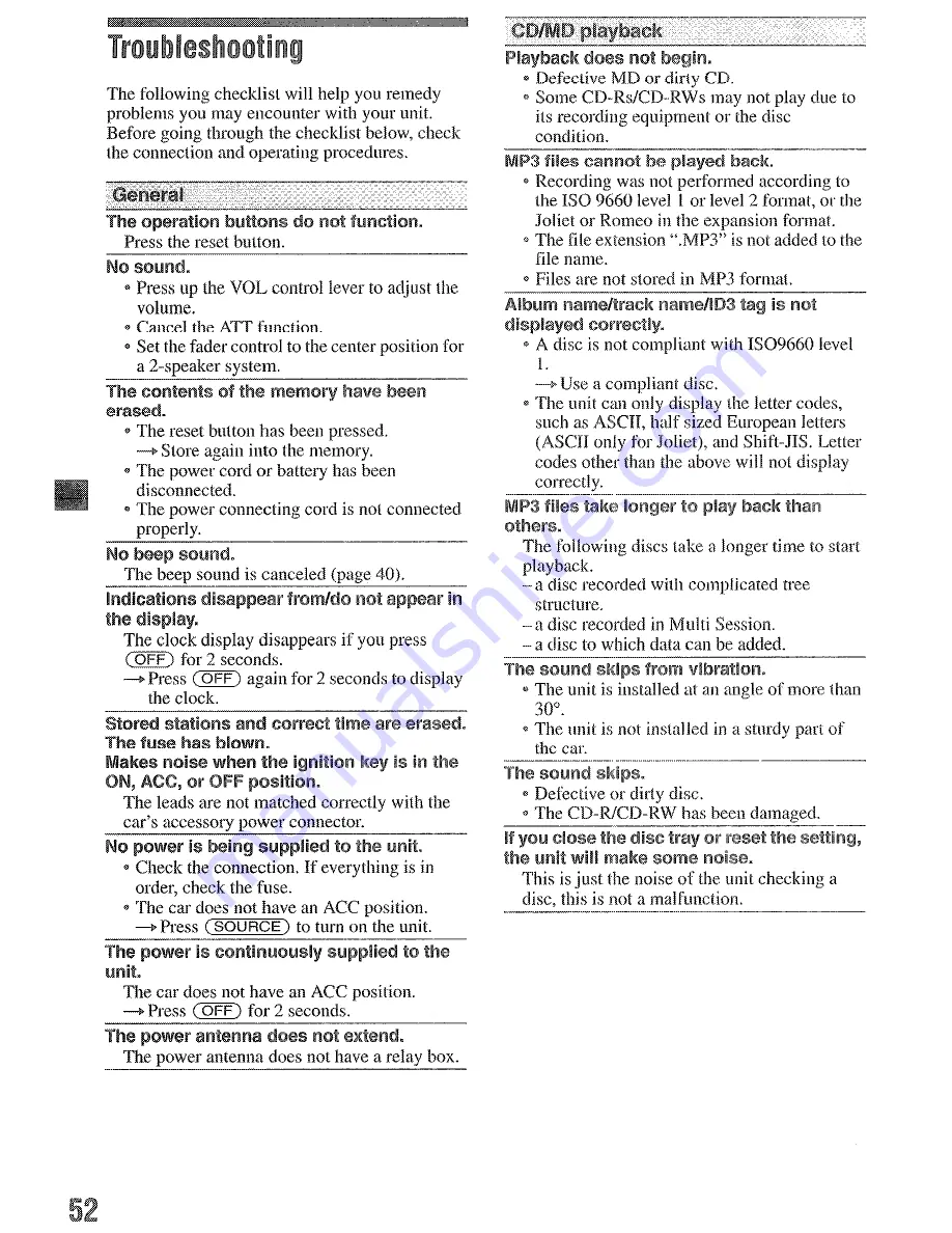 Sony MEX-SDI Operating Instructions Manual Download Page 52