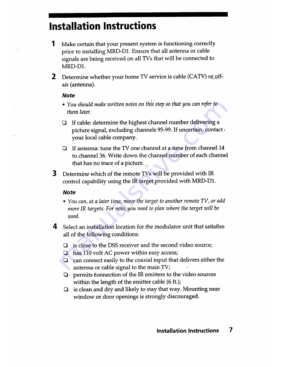 Sony MRD-D1 Installation Manual Download Page 7