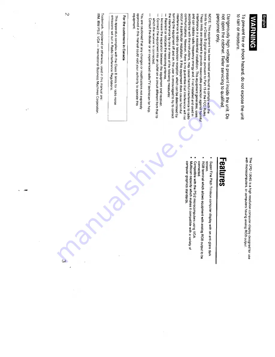 Sony Multiscan CPD-1304S Operating Instructions Manual Download Page 2