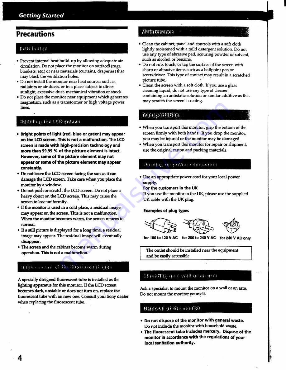 Sony Multiscan CPD-L133 Operating Instructions Manual Download Page 4