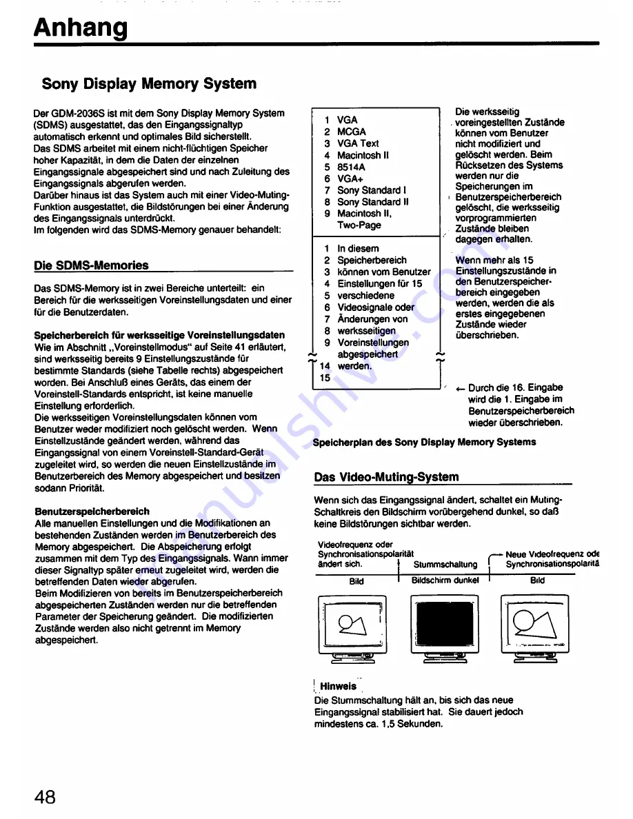 Sony Multiscan GDM-2036S Operating Instructions Manual Download Page 48