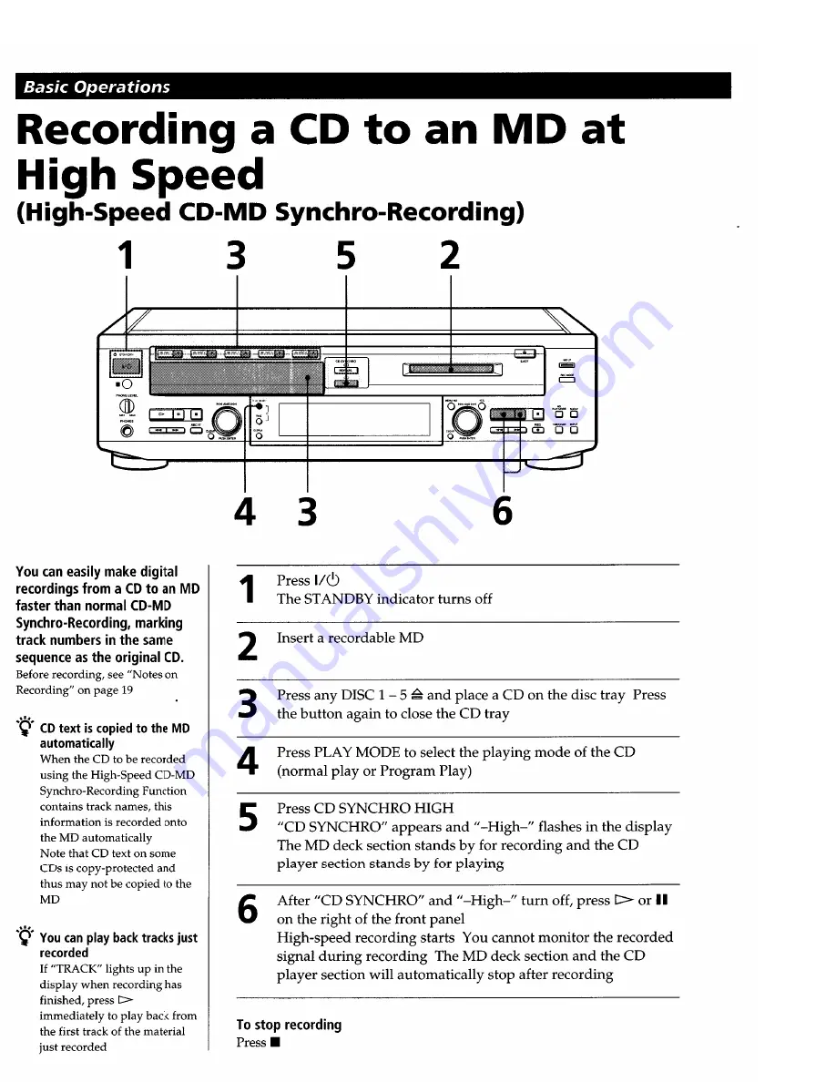 Sony MXD-D5C Operating Instructions Manual Download Page 10