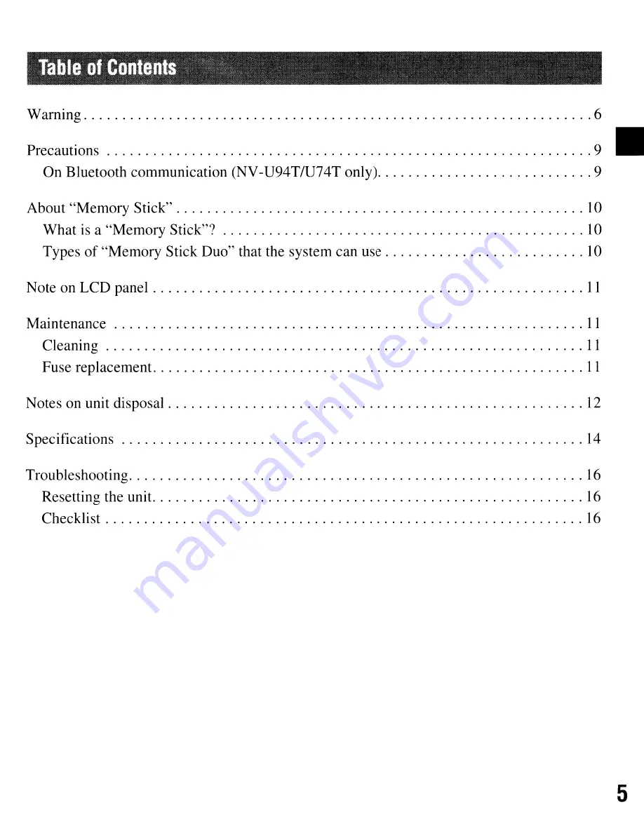 Sony nav-u Quick Start Manual Download Page 127