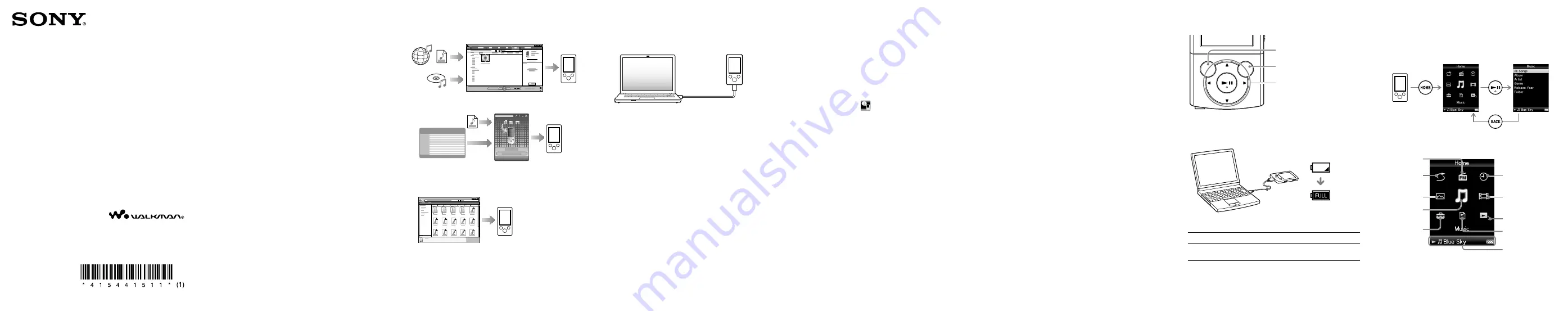 Sony NWZ-E343 - Network Walkman Quick Start Manual Download Page 1