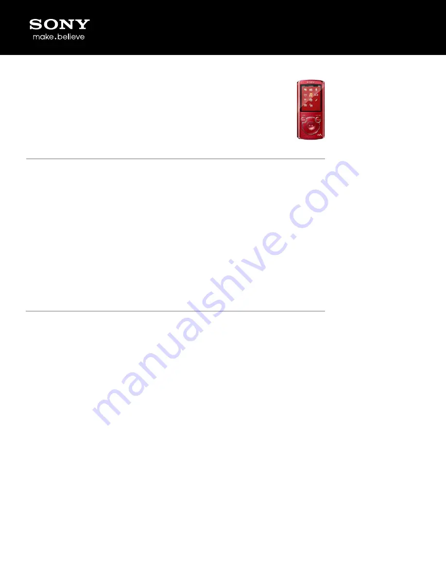 Sony NWZ-E464RED Specifications Download Page 1