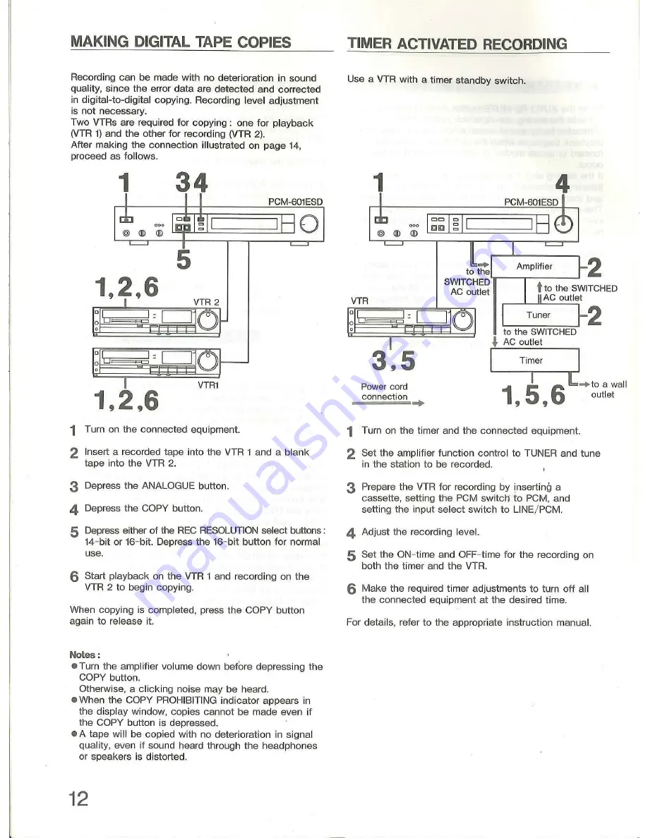 Sony PCM-601ESD Operating Instructions Manual Download Page 12