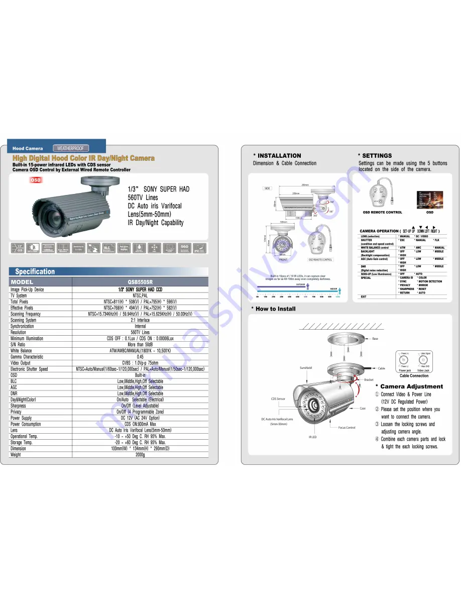 Sony QSB550SR Quick Manual Download Page 1