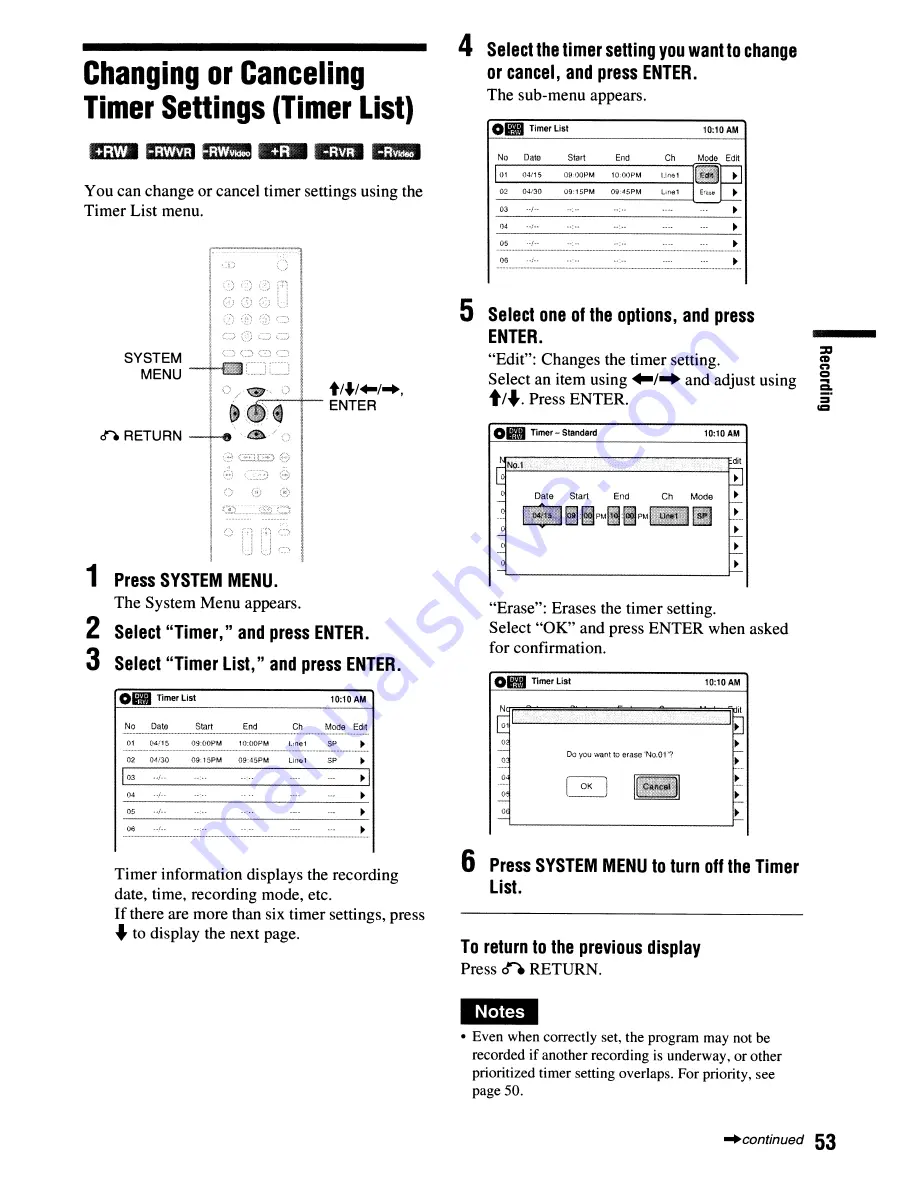 Sony RDR-GX355 - Tunerless DVD Recorder Operating Instructions Manual Download Page 53