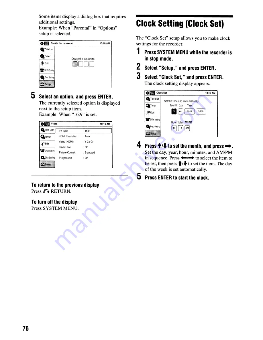 Sony RDR-GX355 - Tunerless DVD Recorder Operating Instructions Manual Download Page 76