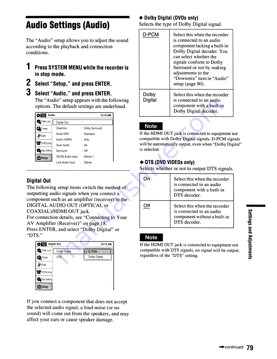 Sony RDR-GX355 - Tunerless DVD Recorder Operating Instructions Manual Download Page 79