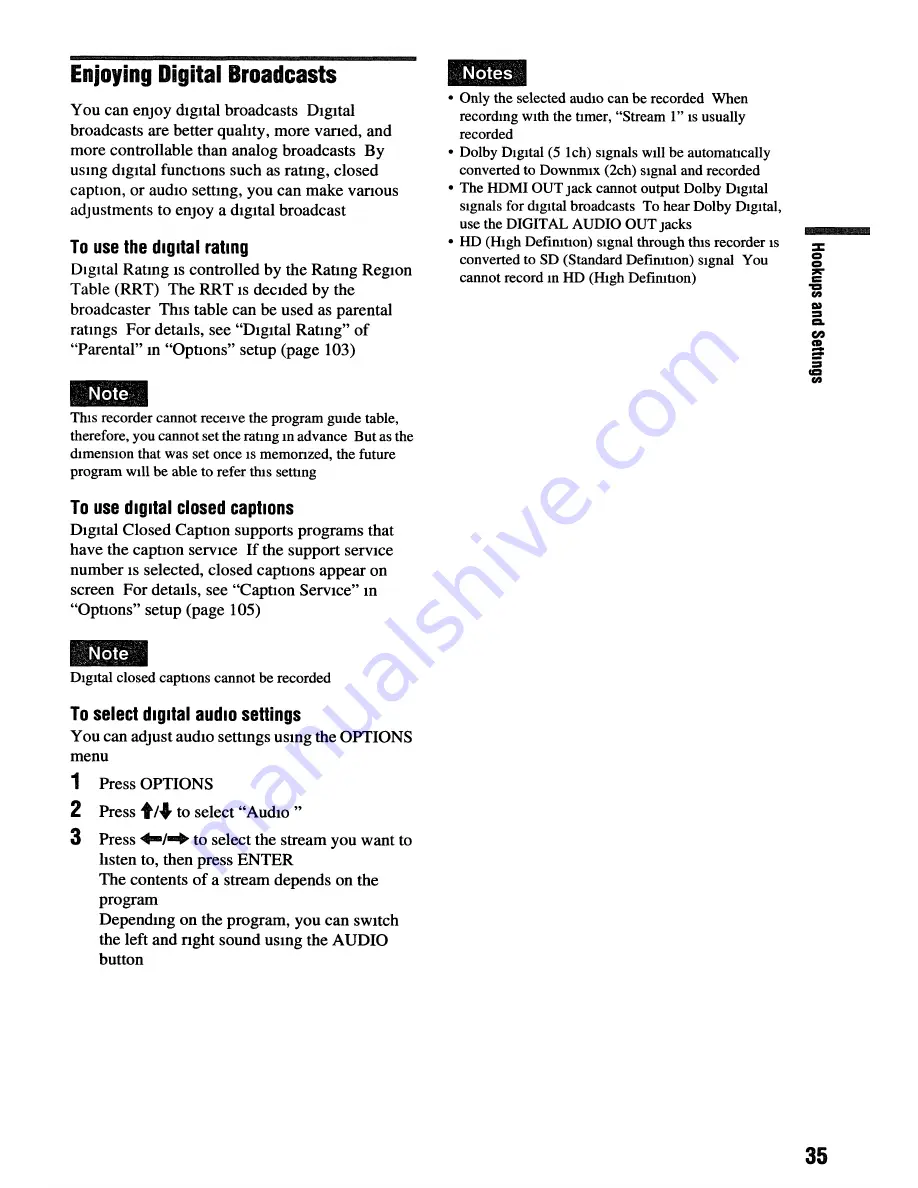 Sony RDR VXD655 - DVDr/ VCR Combo Operating Instructions Manual Download Page 35