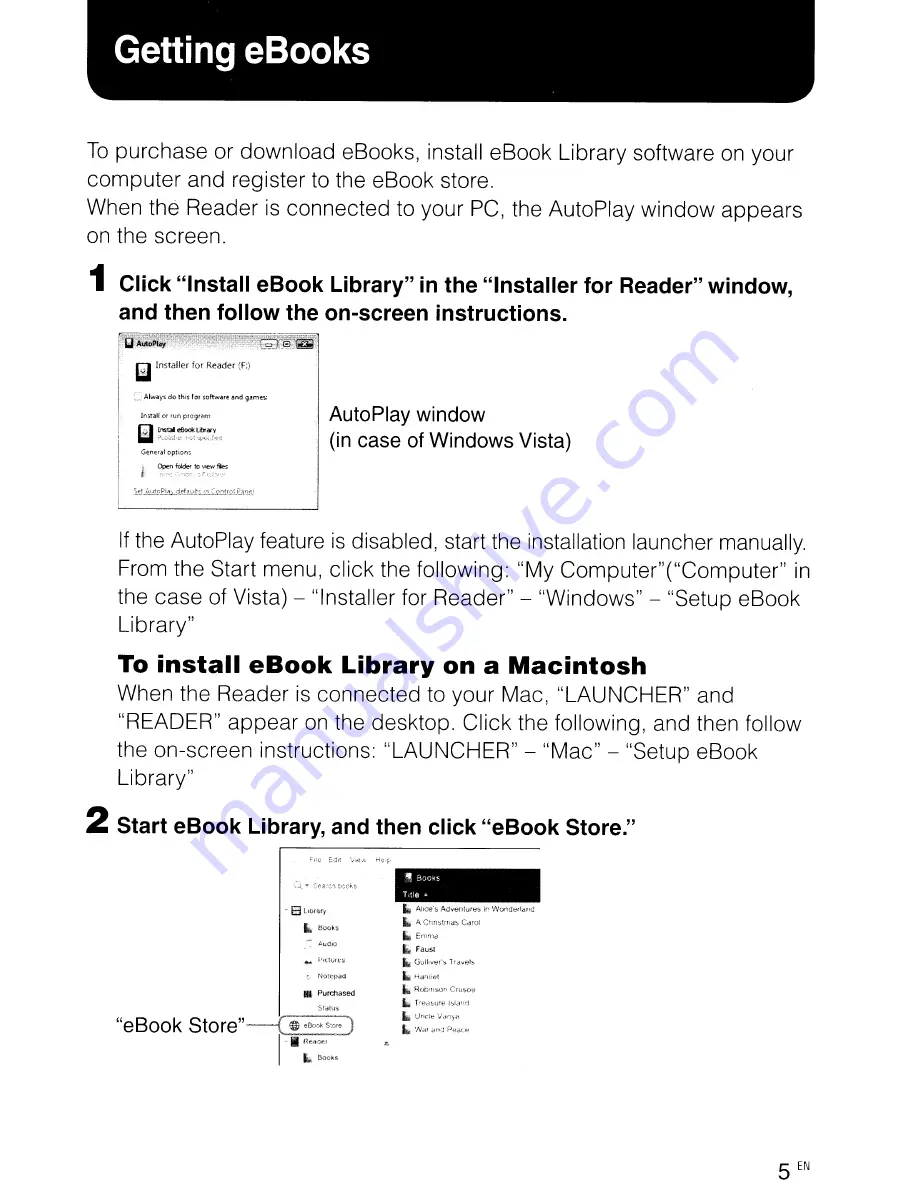 Sony Reader Quick Start Manual Download Page 5