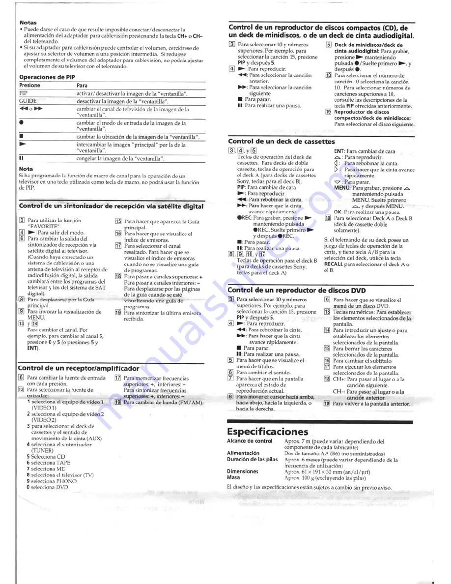 Sony RM-V301 Operation Instruction Manual Download Page 8