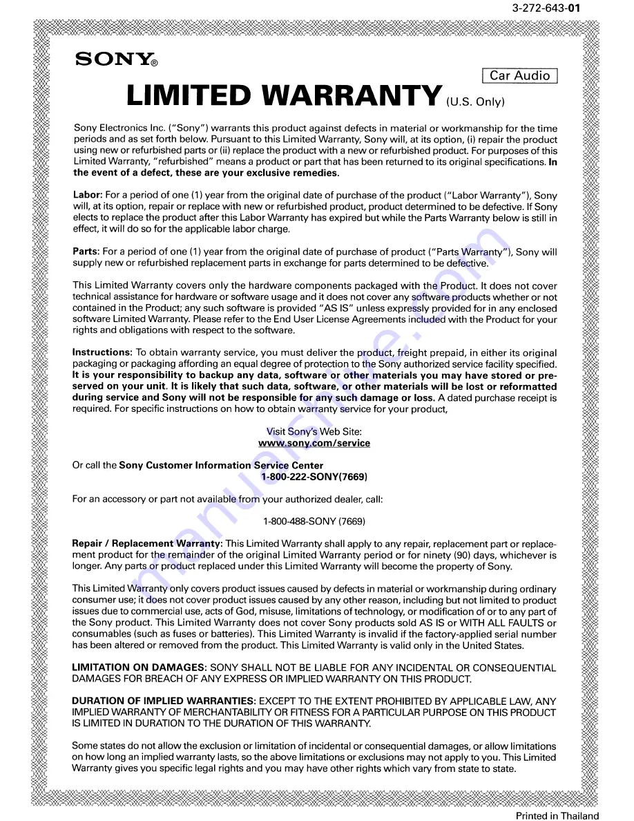 Sony RM-X60M - Marine Remote Commander Operating Instructions Manual Download Page 11