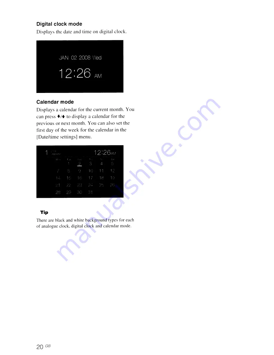 Sony S-Frame DPF-D70 Operating Instructions Manual Download Page 20