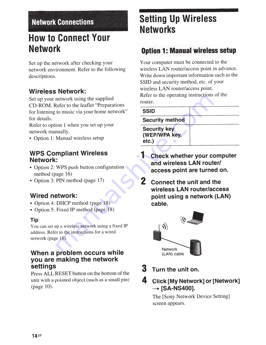 Sony SA-NS400 Operating Instructions Manual Download Page 14