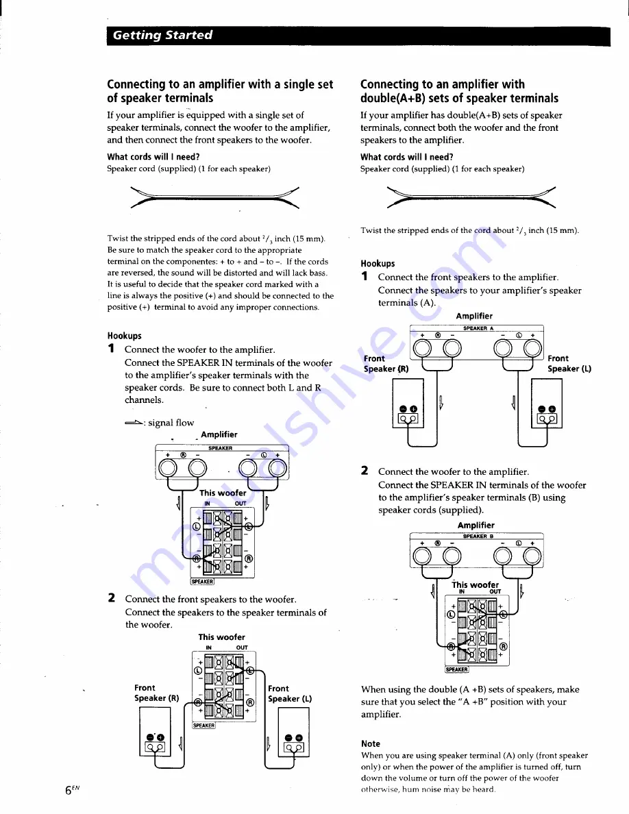 Sony SA-W505 Operating Instructions Manual Download Page 6