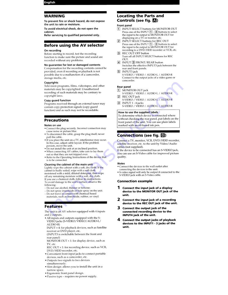 Sony SB-V60S Operating Instructions Download Page 2