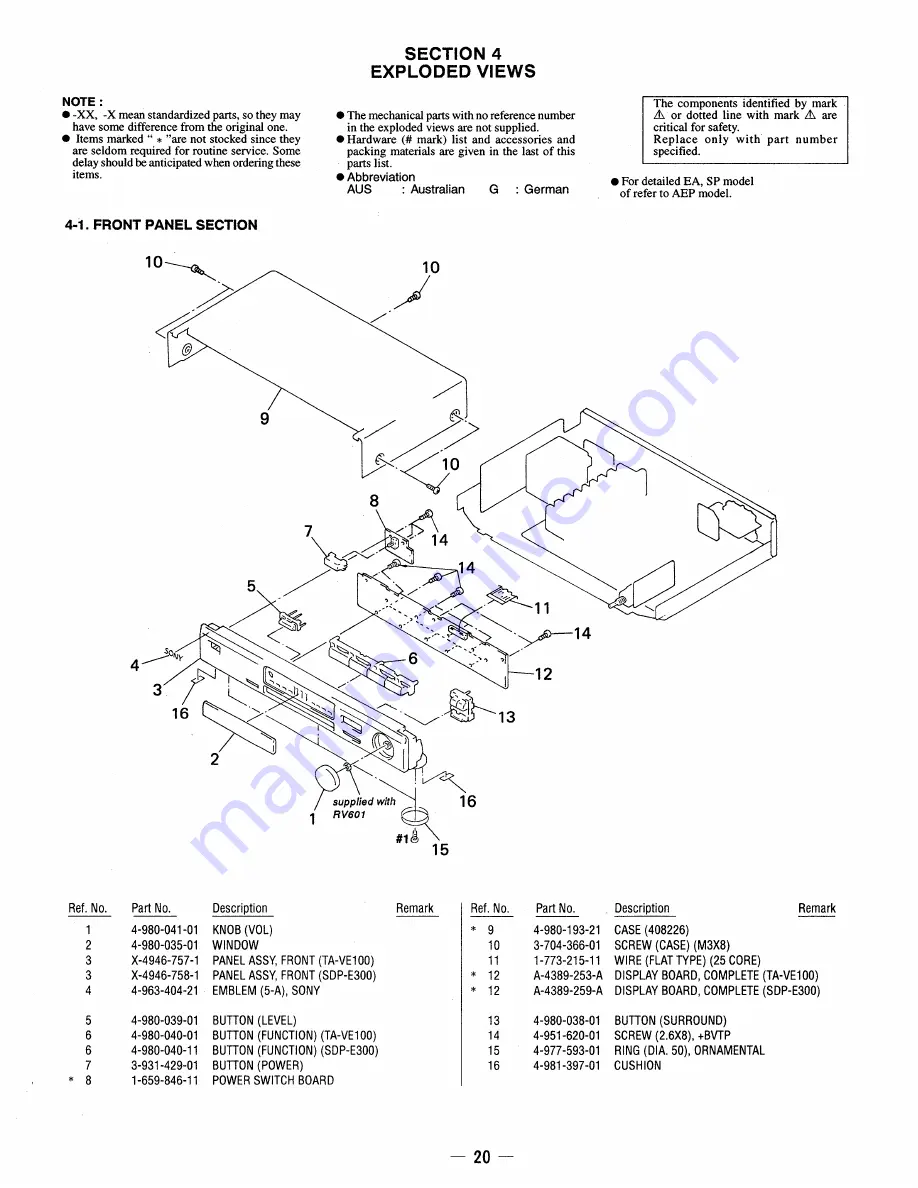 Sony SDP-E300 Service Manual Download Page 10