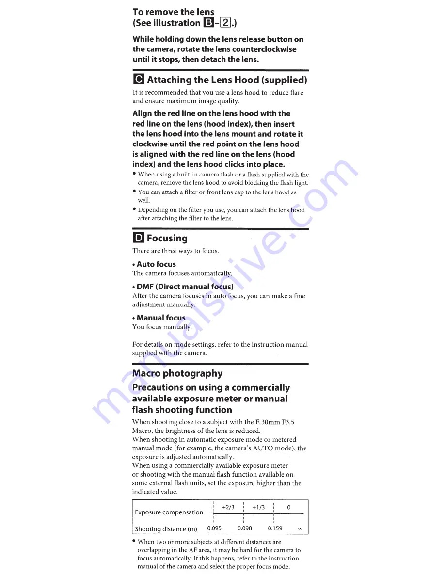 Sony SEL-30M35 Operating Instructions Manual Download Page 4