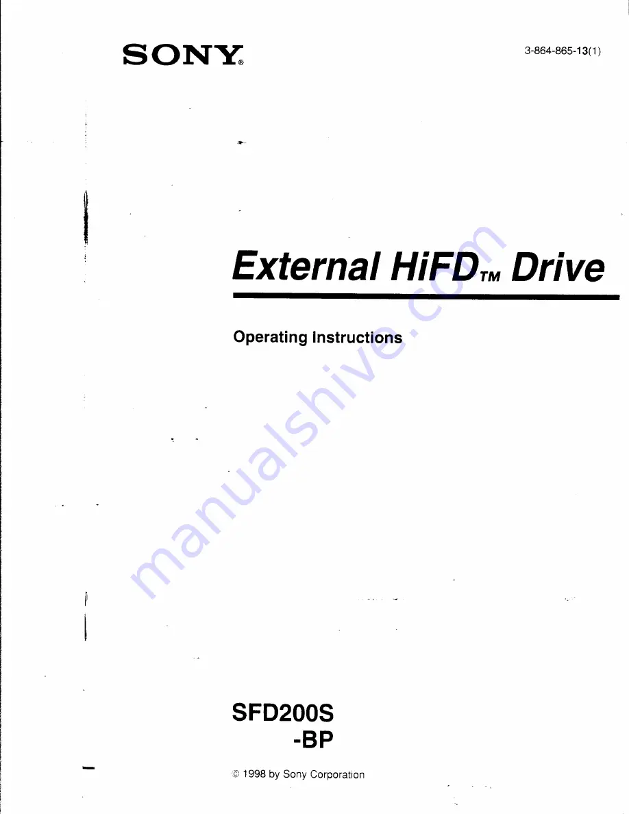 Sony SFD200S Operating Instructions Manual Download Page 1