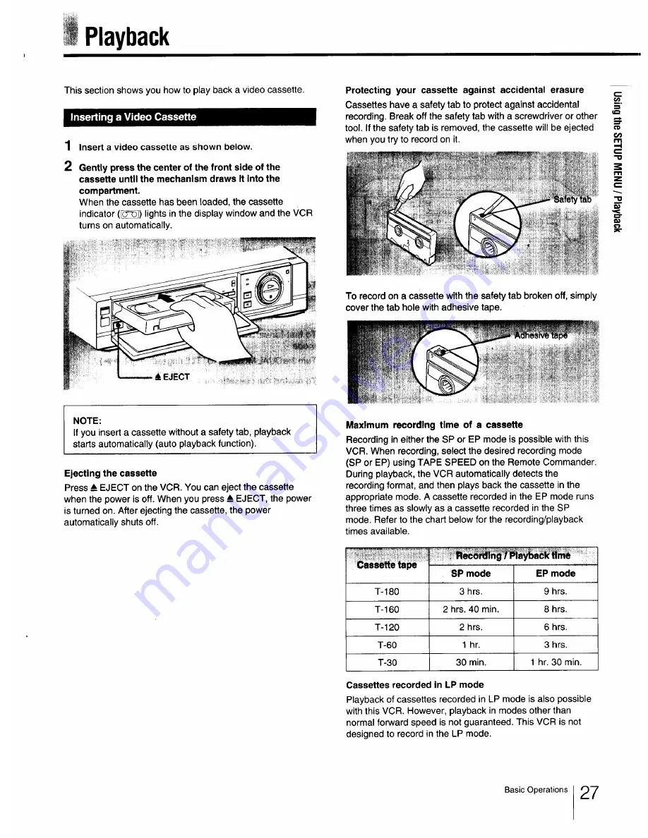 Sony SLV-750HF - Hi Fi Stereo Vhs Vcr Operating Instructions Manual Download Page 27