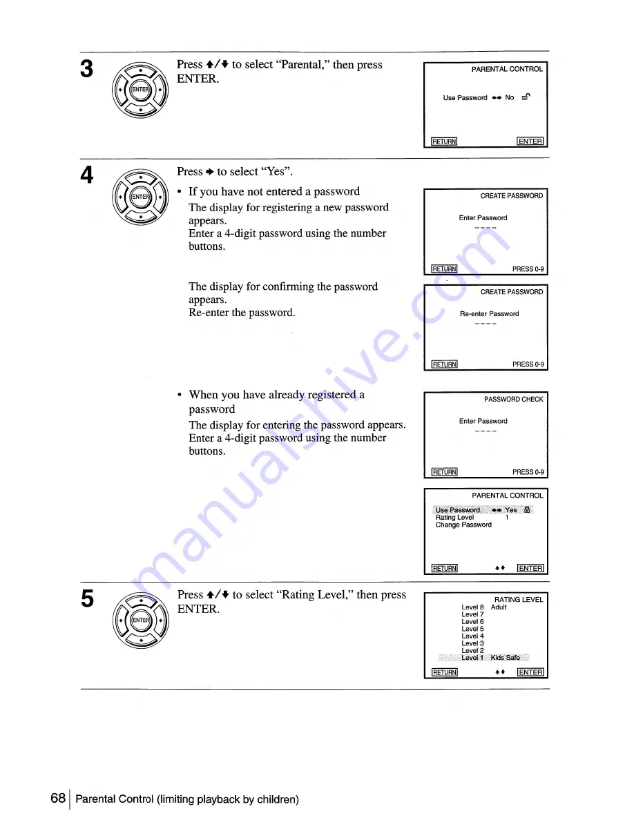 Sony SLV-D500P - Dvd Player/video Cassette Recorder Operating Instructions Manual Download Page 68