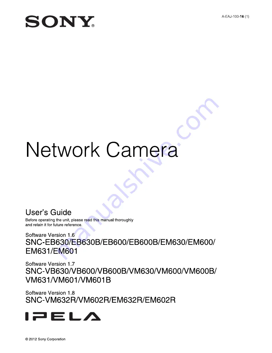 Sony SNC-EM601 User Manual Download Page 1