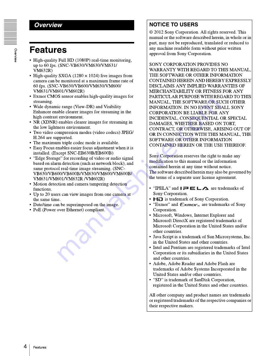 Sony SNC-EM601 User Manual Download Page 4