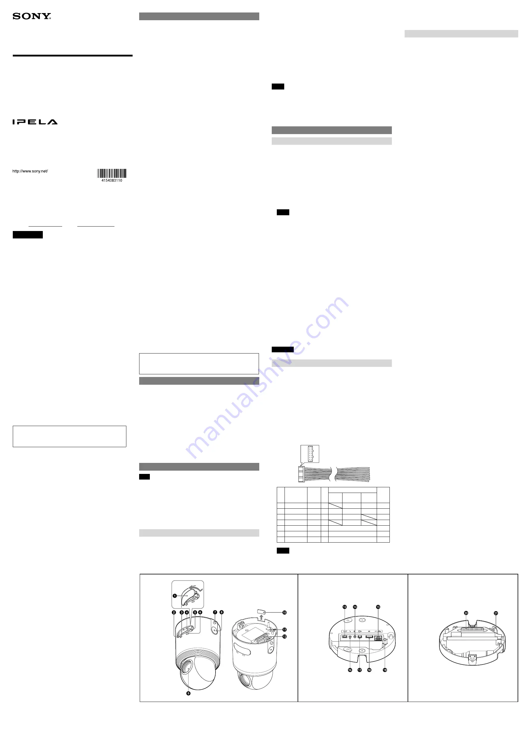 Sony SNC-RH124 Installation Manual Download Page 1