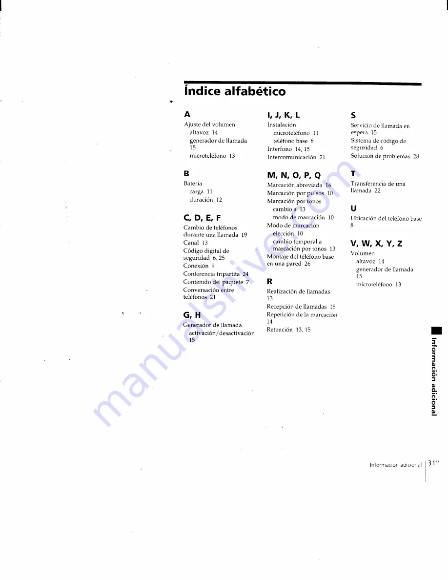 Sony SPP-205 - 43-49 Mhz Cordless Phone Operating Instructions Manual Download Page 62