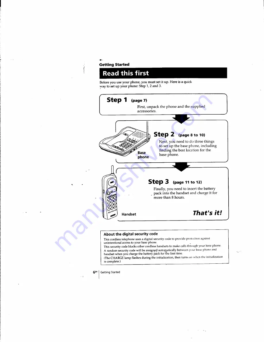 Sony SPP-935 - 900 Mhz Cordless Phone Operating Instructions Manual Download Page 7