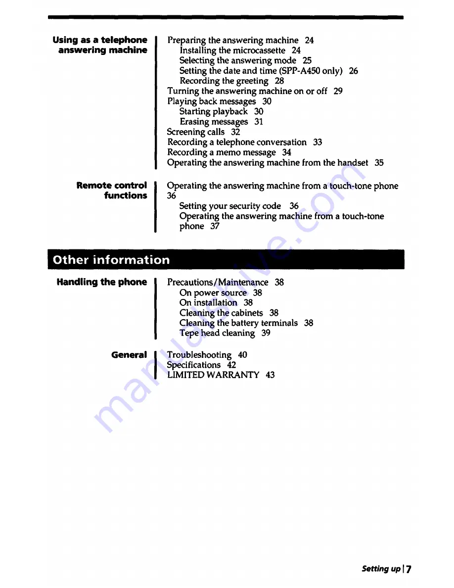 Sony SPP-A250 Primary Operating Instructions Manual Download Page 7