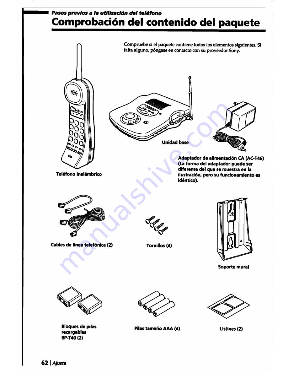 Sony SPP-A5000 Operating Instructions Manual Download Page 62