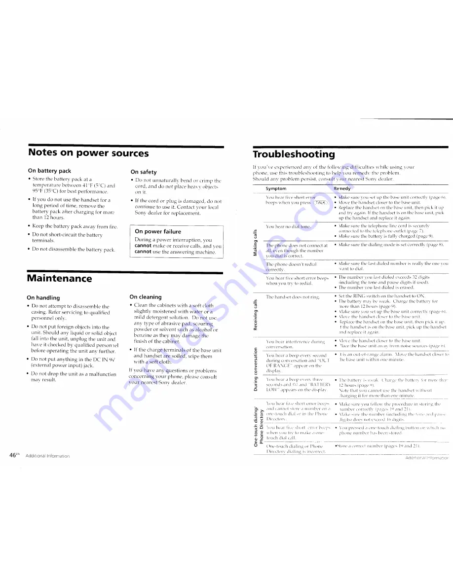 Sony SPP-A967 - Cordless Telephone With Answering System Operating Instructions Manual Download Page 24