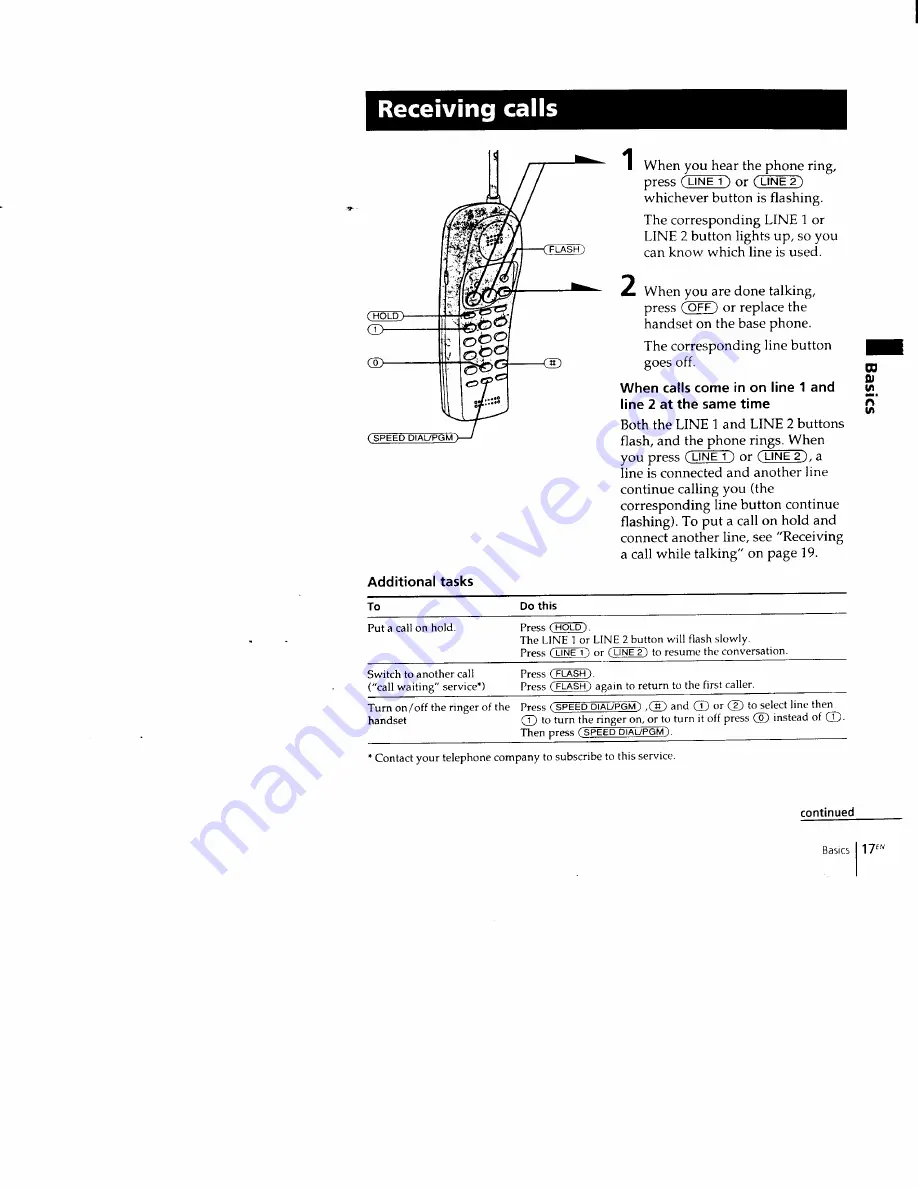 Sony SPP-M502 - Cordless Telephone Operating Instructions Manual Download Page 17