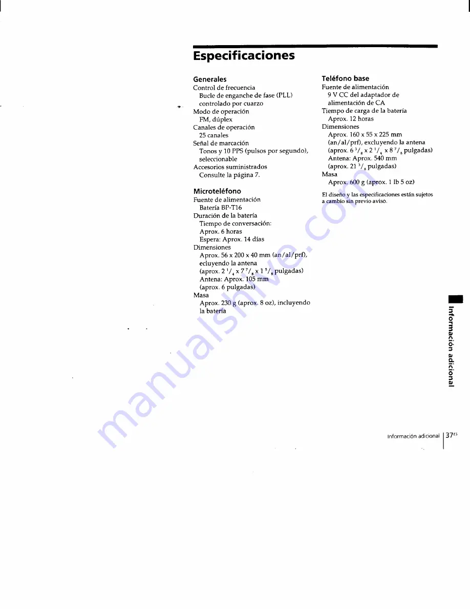 Sony SPP-M502 - Cordless Telephone Operating Instructions Manual Download Page 75