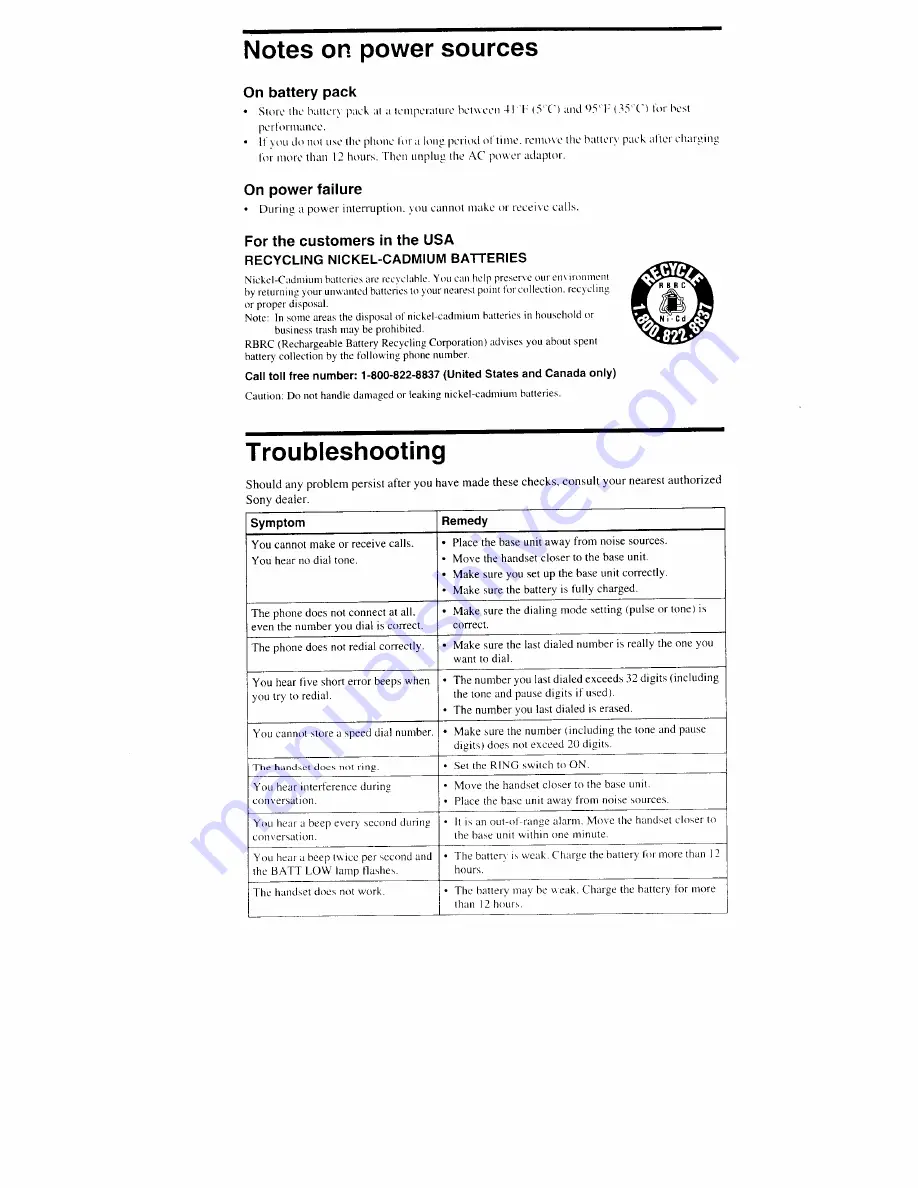 Sony SPP-S9000 - Cordless Telephone Operating Instructions Manual Download Page 14