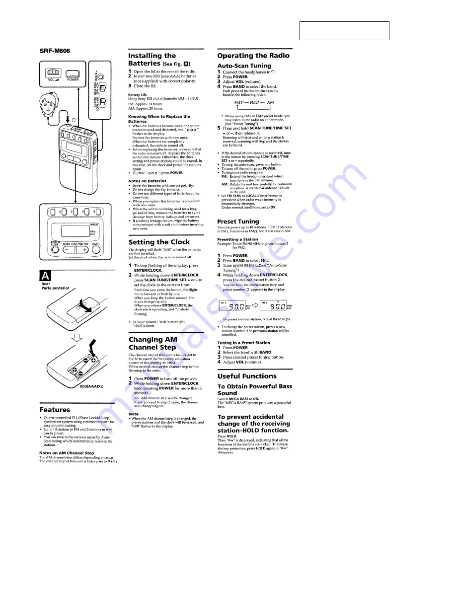 Sony SRF-M606 Скачать руководство пользователя страница 4