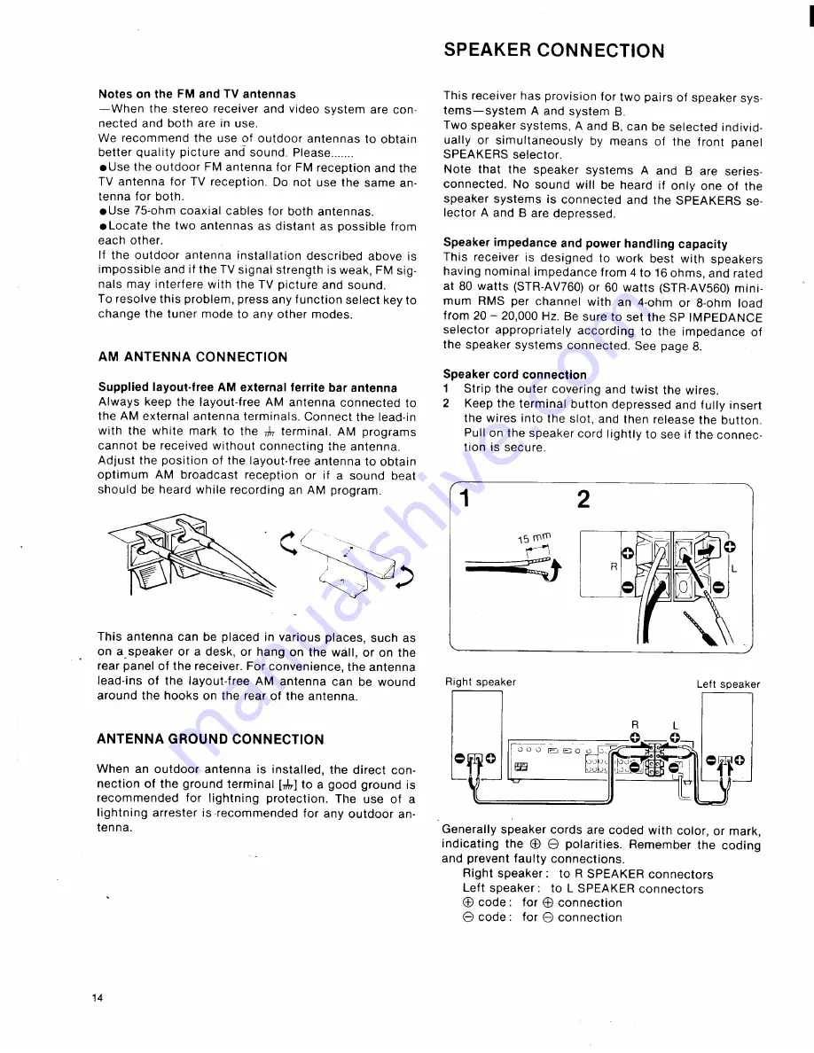 Sony STR-AV560 Operating Instructions Manual Download Page 14