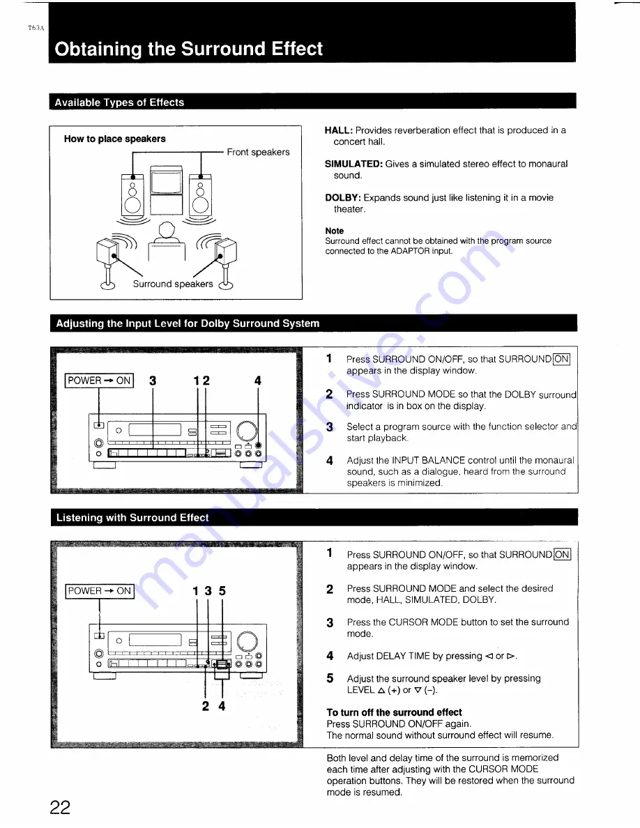 Sony STR-AV770X - Fm Stereo/ Fm-am Receiver Operating Instructions Manual Download Page 22