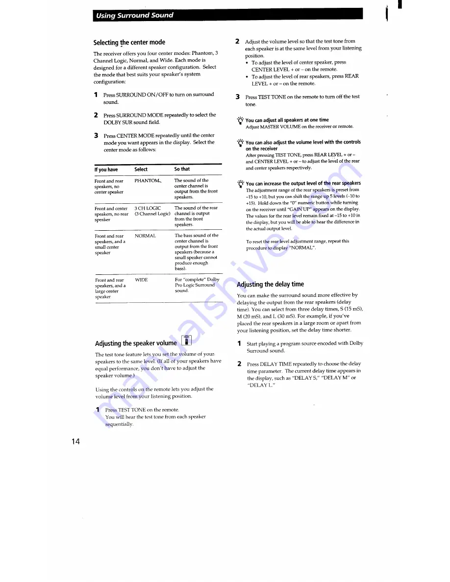 Sony STR-D565 Operating Instructions Manual Download Page 14