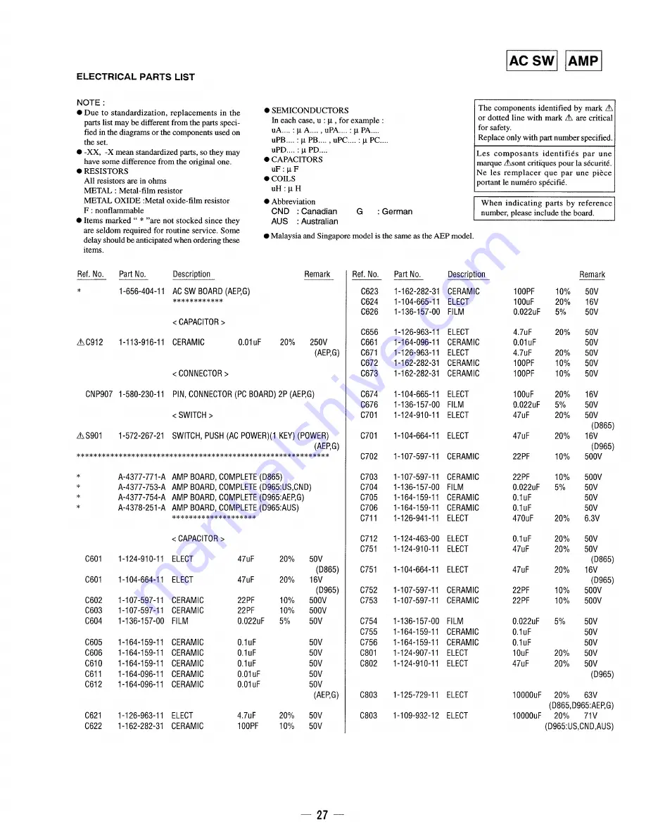 Sony STR-D865 Service Manual Download Page 44