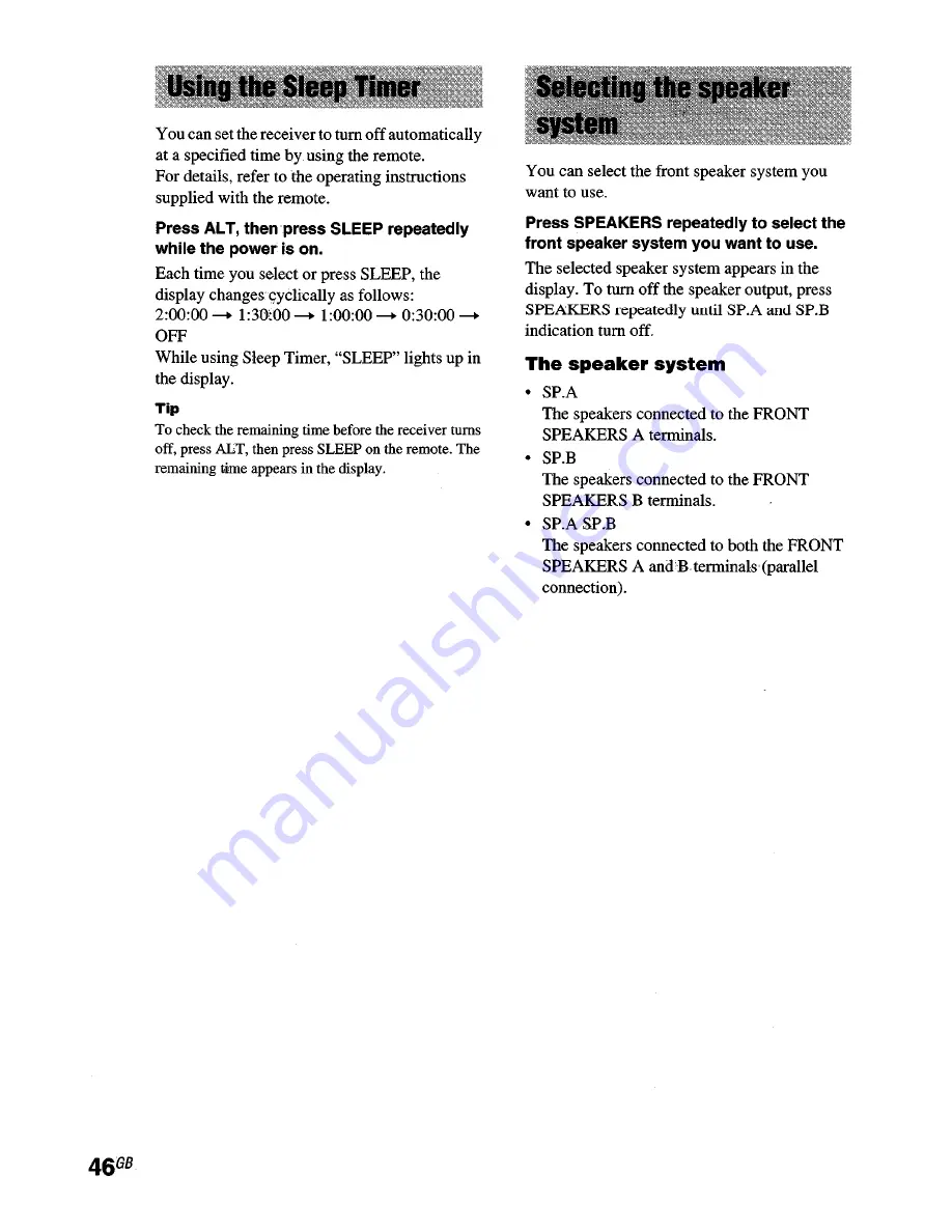 Sony STR-DA2000ES - Fm Stereo/fm-am Receiver Operating Instructions Manual Download Page 46