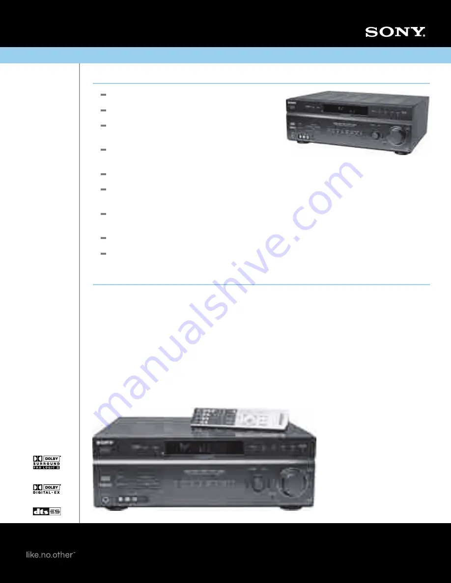 Sony STR-DE698 - A/v Receiver Specifications Download Page 1